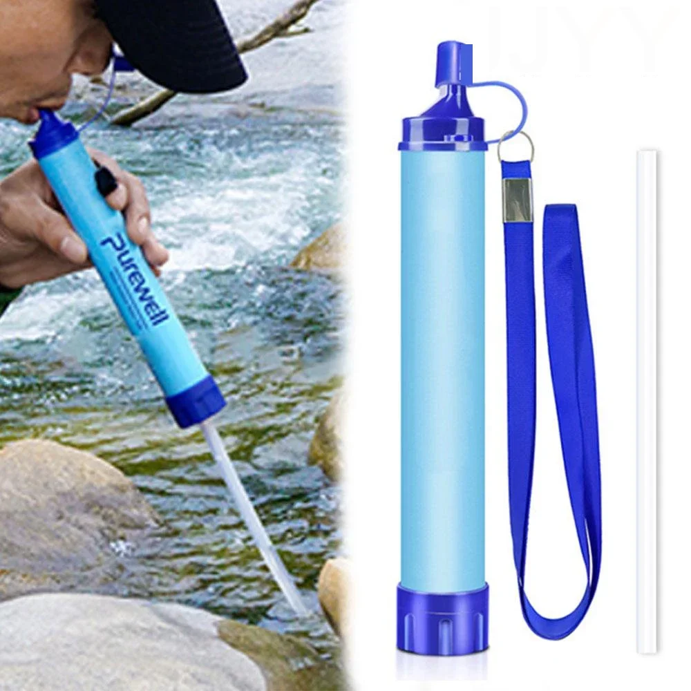 กลางแจ้งมินิกรองน้ํา Straw Camping Purification เครื่องกรองน้ําเดินป่าแบบพกพาสําหรับการอยู่รอดหรืออุปกรณ์ฉุกเฉิน