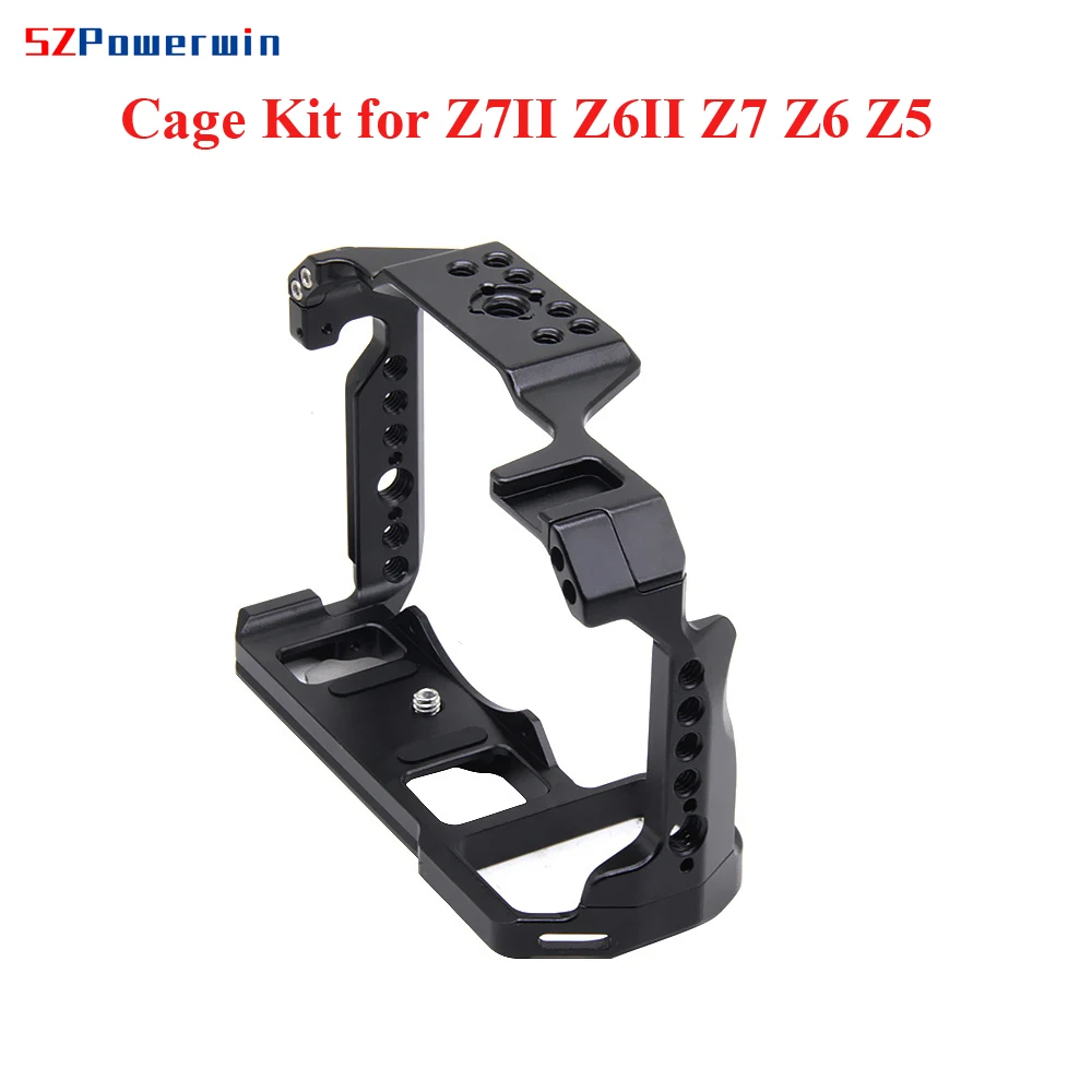 Powerwin for Nikon Z7II Z6II Z7 Z6 Z5 Camera Cage Kit Universal Handheld Rig Frame Gimbal Arri Locating Screw Wooden Handle