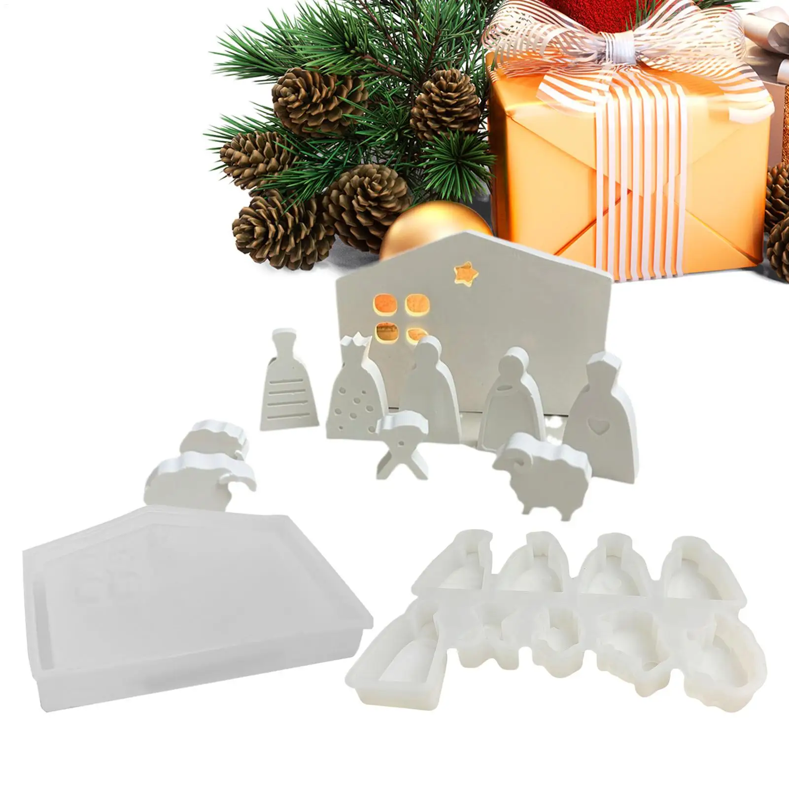 

Форма для рождественской сцены для смолы, гипсовая форма, форма для Иисуса, шоколада для гипсовой глины, ароматические свечи, Хэллоуин, Новый год, поделки