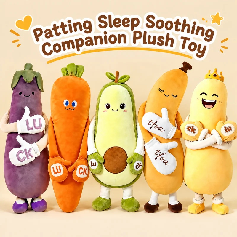 Long Body Patting Sleep Soother Plush Pillow Carrot Mango Eggplant Avocado Banana Companion Doll Soft Leg Hug Cushion Adult Gift
