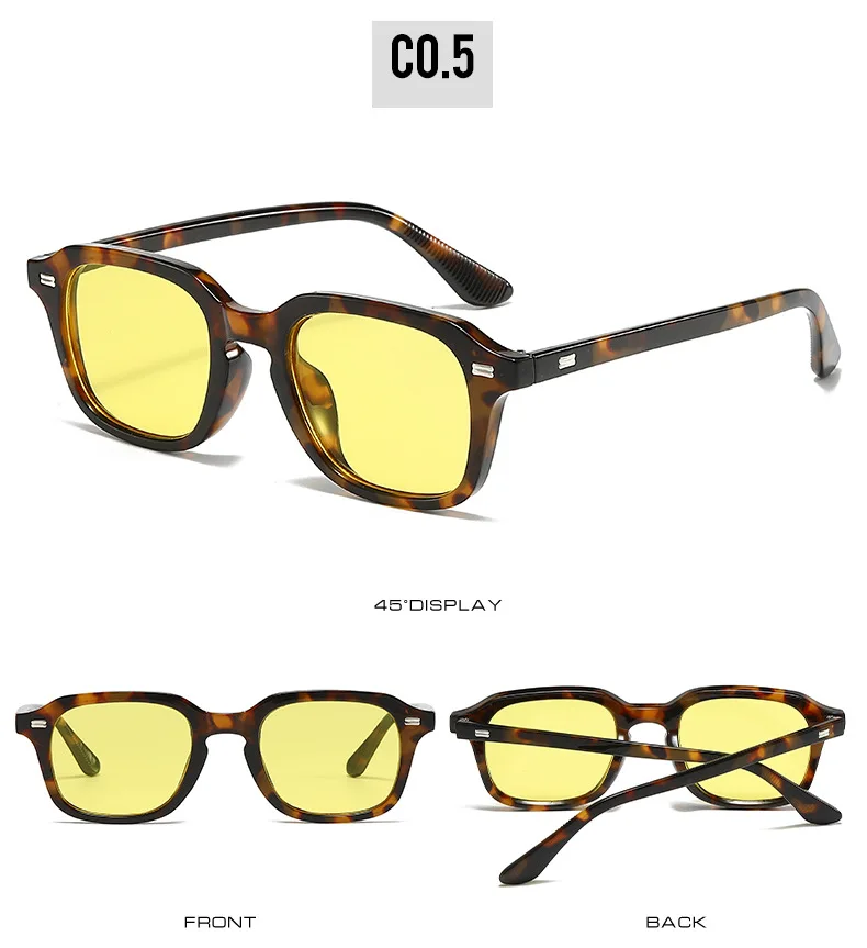 SO&EI Neue Quadratische Candy Farbe Frauen Sonnenbrille Retro Nieten Männer Trend Orange Sonnenbrille Shades UV400 – Detail 11