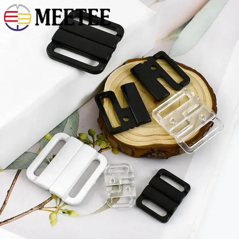 20/50Sets Meetee 10-25mm Plastic Buckles Bra Underwear Strap Adjuster Clasp Bow Tie Closure Button Hooks DIY Sewing Accessories