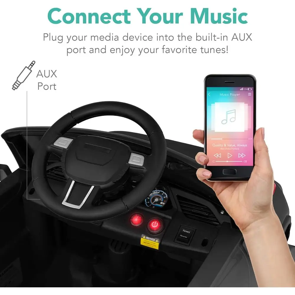 Kids 6V Ride On Truck w/Parent Remote Control, 3 Speeds, LED Lights, Black