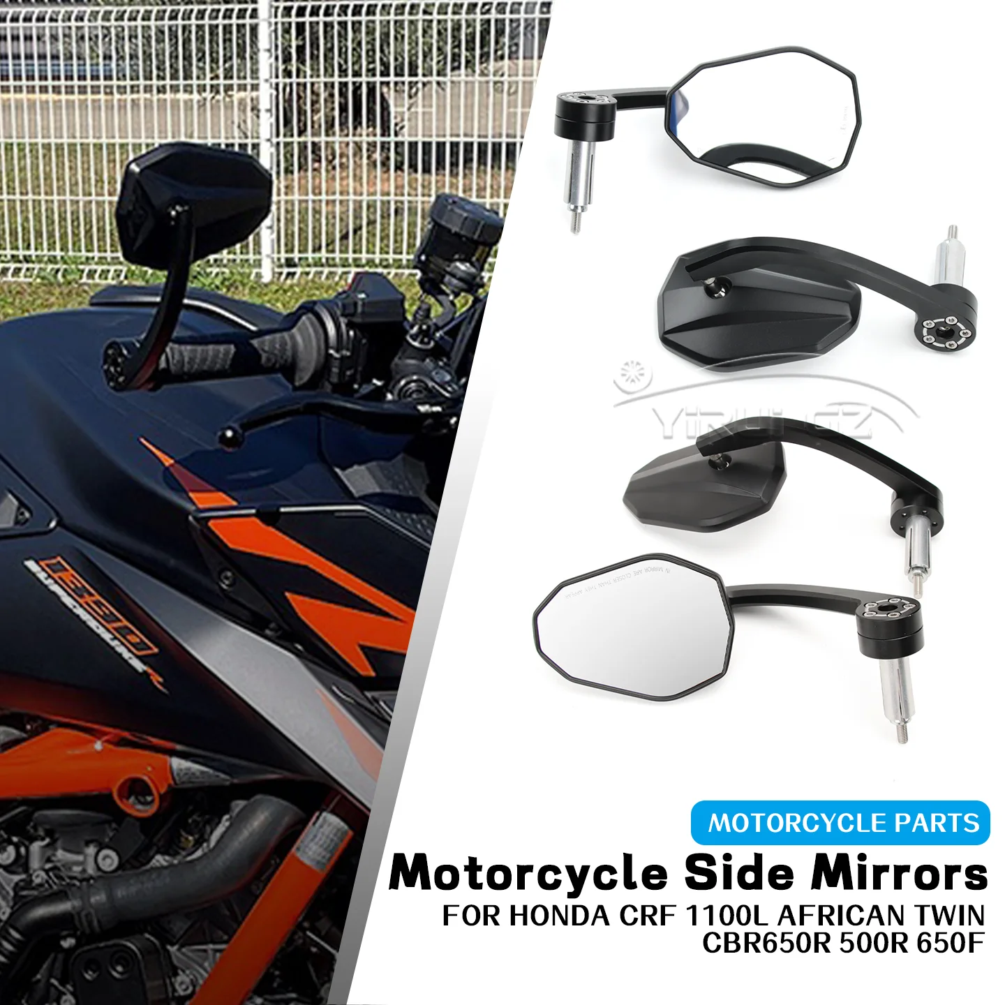 

Для Honda CRF 1100L African Twin CBR 650 R 500 R 650 F Мотоциклетное зеркало на конце руля Боковые зеркала заднего вида Широкое зрение