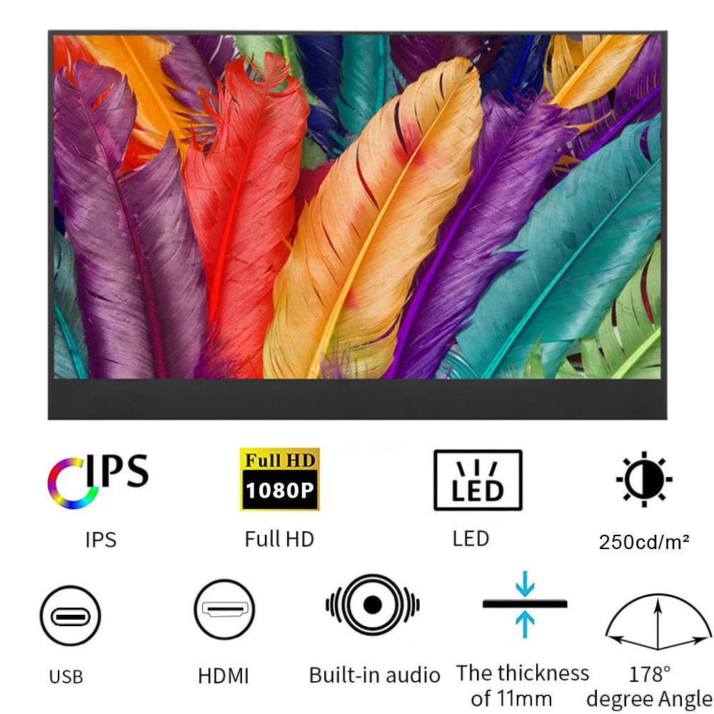 17.3 بوصة 144 هرتز IPS الترا سليم شاشة محمولة 1080P HDR HDMI نوع-C عرض للكمبيوتر المحمول Xbox Ps4 تبديل شاشة الألعاب