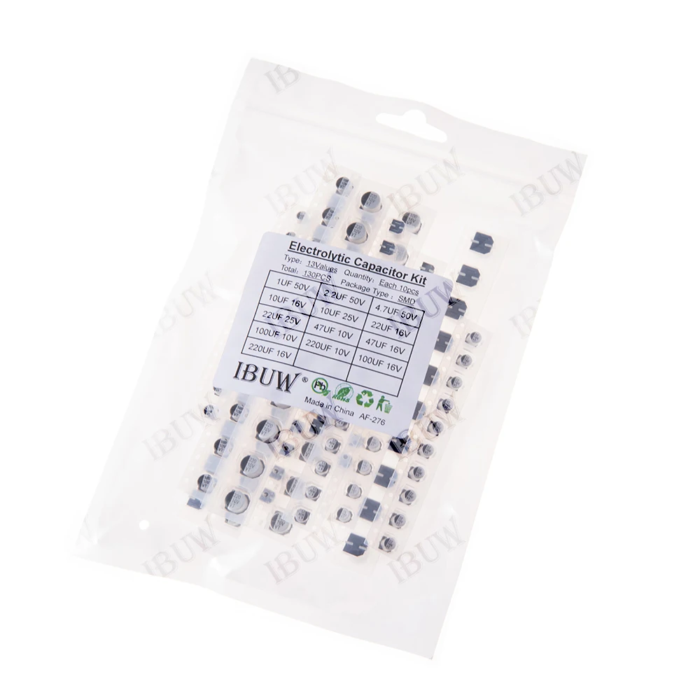 

130PCS 13Values SMD Electrolytic Capacitor Kit Electronic Prototyping & for Power Filtering smd