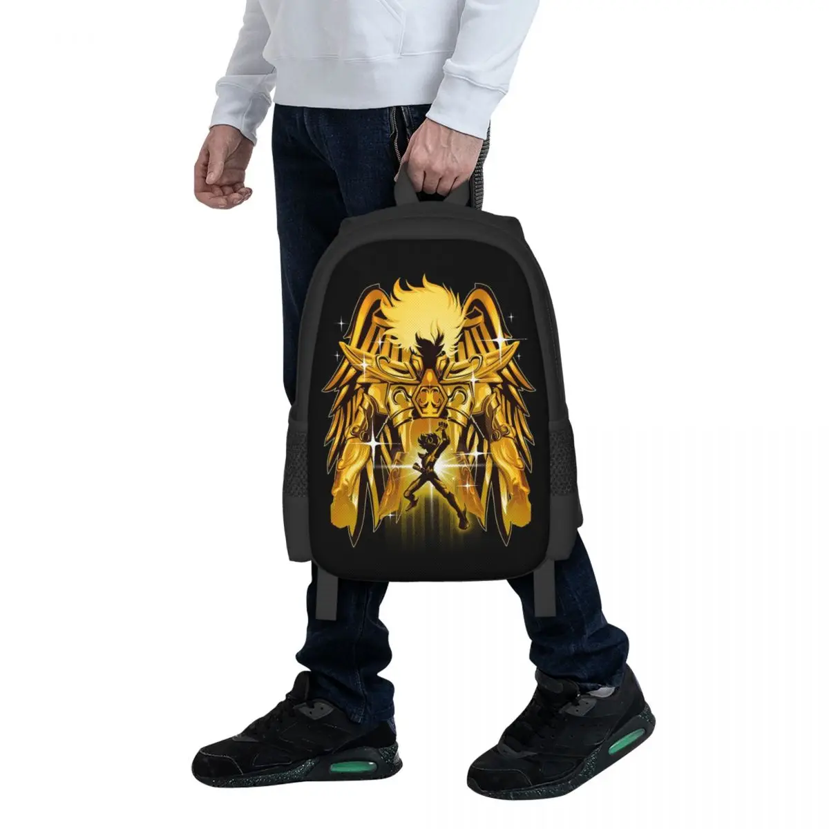 Knights Of The Zodiac Pegasus Gold Student Backpack School Bag Hiking Travel Daypack for Boys Girls Bookbag Shoulder Bags