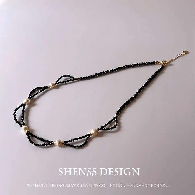 High Quality Super Shiny Natural Freshwater Pearl Necklace Zircon Choker Necklace 4