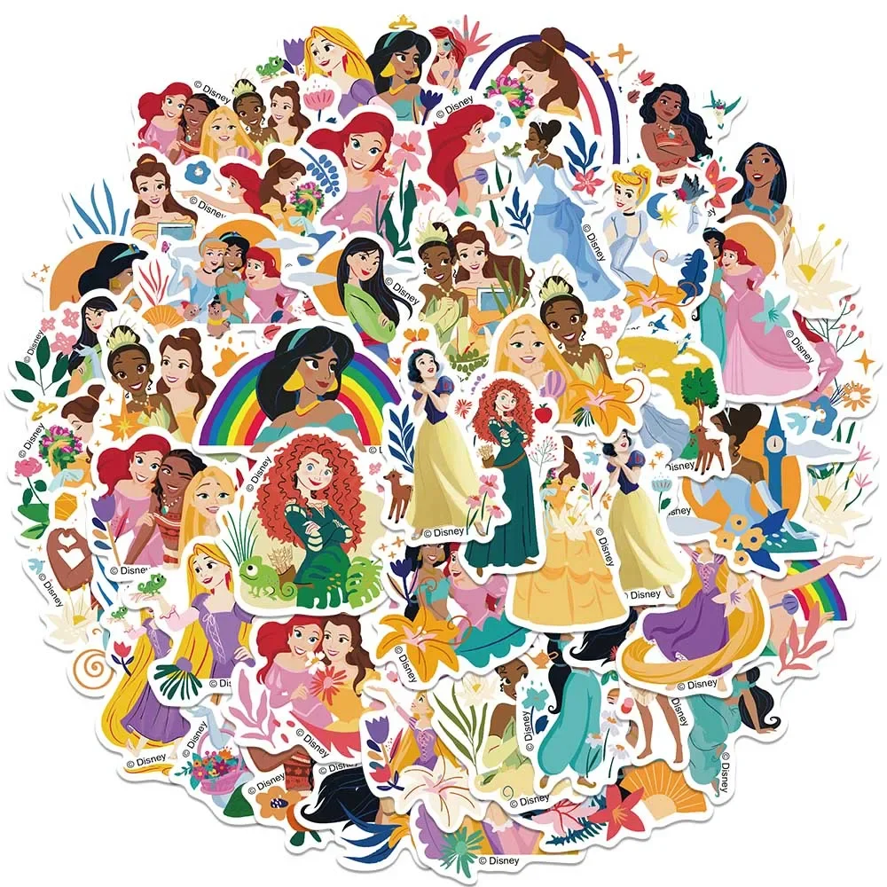 50pcs Disney Snow White Ariel Belle Princess Stickers Aesthetic Graffiti Decals For Kids Laptop Luggage Scrapbook Diary Sticker