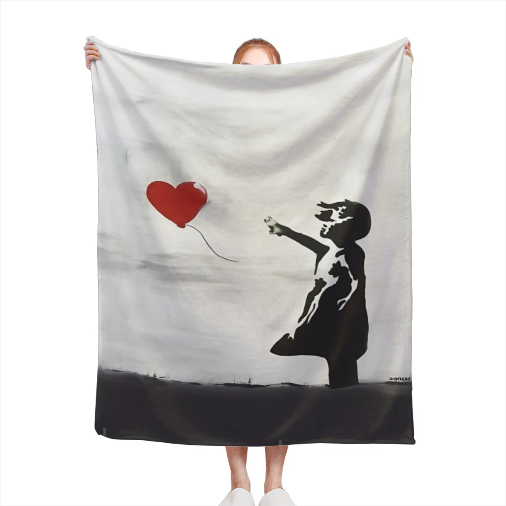 

Banksy Girl with heart balloon graffiti ORIGINAL WALL street art HD HIGH QUALITY ONLINE STORE Medium Blanket