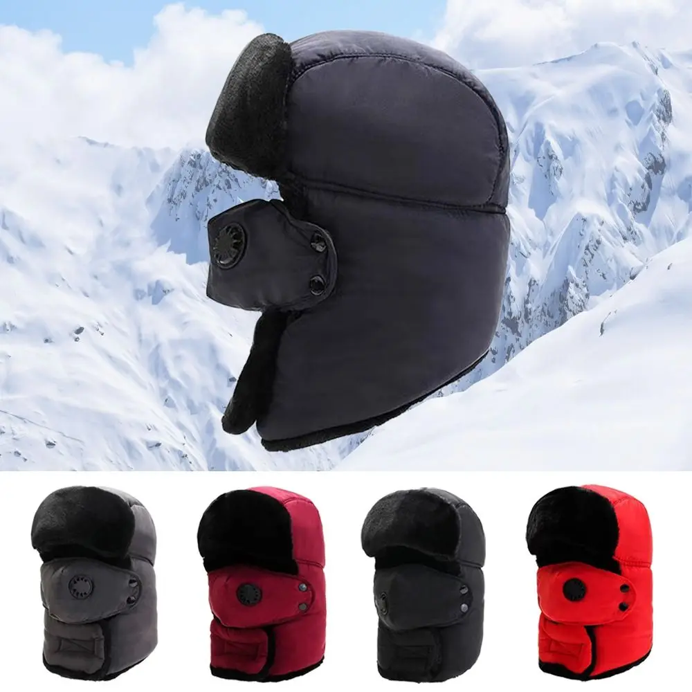 Outdoors Thick Bomber Hat Warm Plush Beanie Russian Caps Windproof Bonnet Earflap Pilot Caps for Men Women