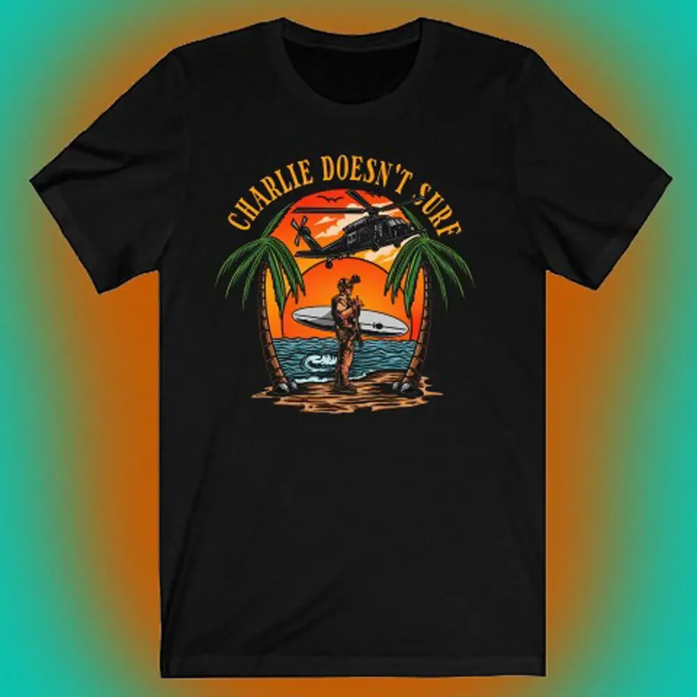 Funny Charlie Don't Surf Doesn't Men's Black T shirt Size S to 5XL