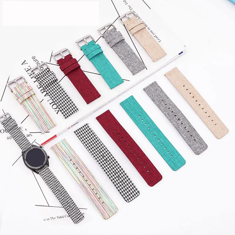 

High quality fashion Woven nylon watch band for Samsung Gear S2 S3 huawei gt2 GT canvas Thickened Sport Strap 20mm 22mm