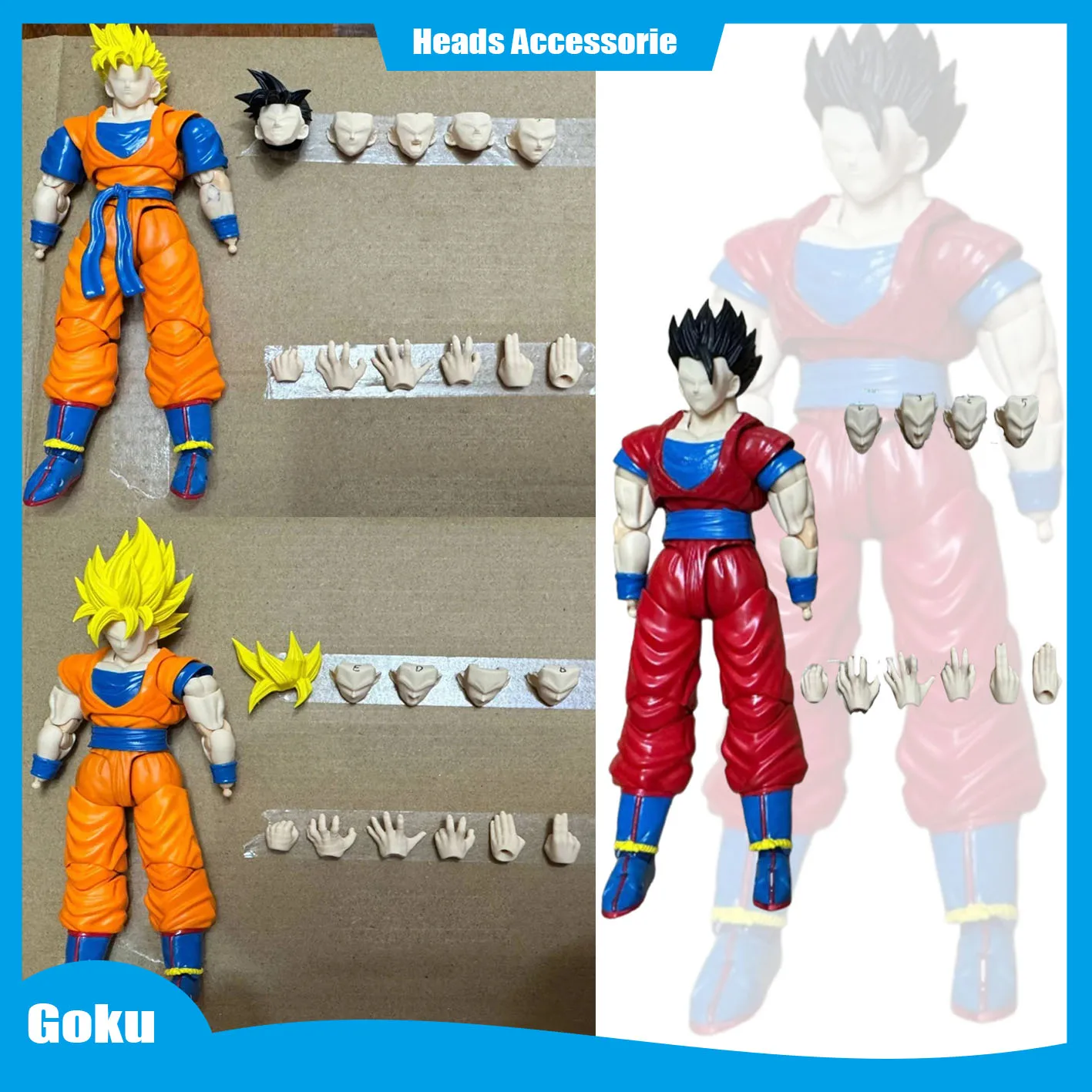 

Dragon Ball Son Goku Heads Accessories S.H.Figuarts Shf Super Saiya Ssj1 Ssj2 Model Kit Anime Figurine Action Figure Statue Toy