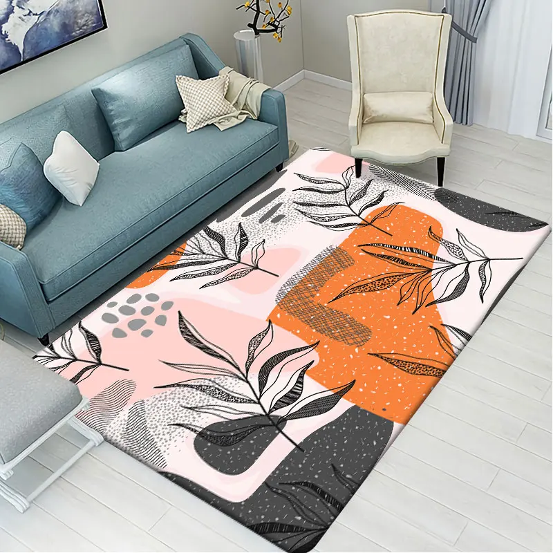 Flannel Carpets For Living Room Decoration Home Area Rugs For Bedroom Bedside Decor Abstract Modern Non-slip Floor Mat