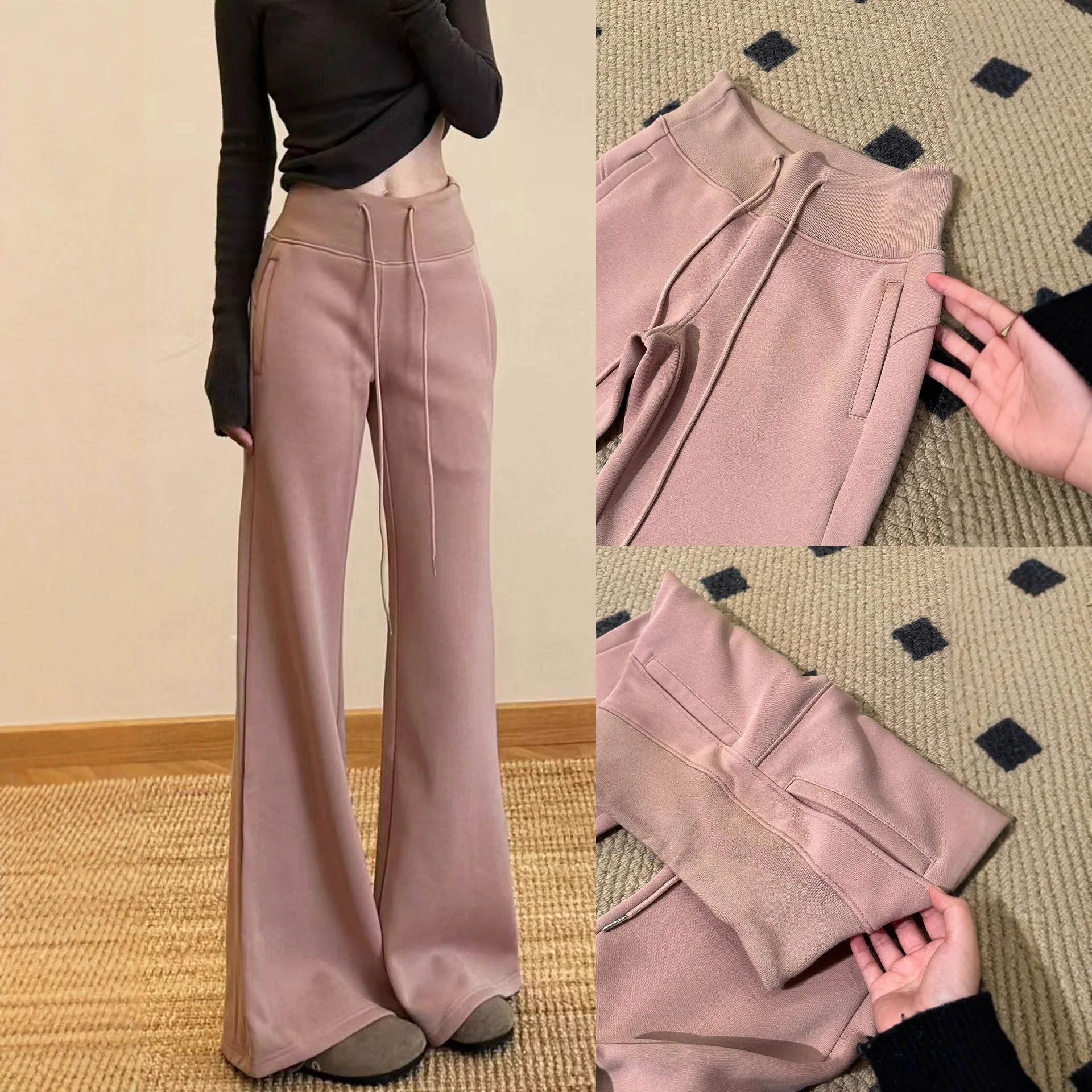 Women Yoga Pants 2025 Autumn New Women's Flared Sweatpants High Waisted Slim Fitting Split Hem Tapered Leg Sport Pants