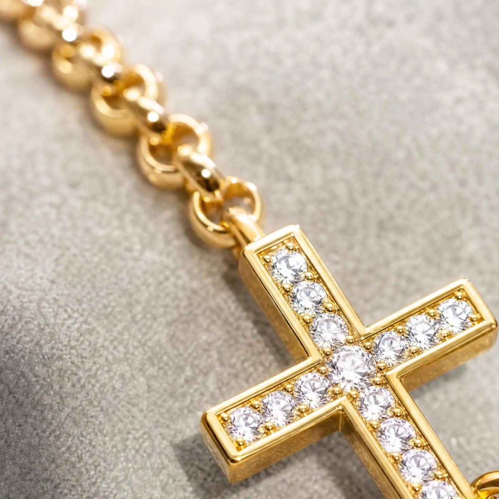 Necklace with copper cross and zircon stones Necklace with copper cross and