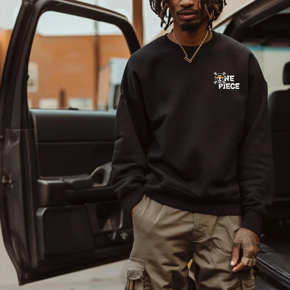 Męska bluza One Piece Monkey D. Luffy Anime z kapturem, wiosenno-jesienna bluza chłopięca z długim rękawem, zestaw dla rodziców i dzieci, zimowa.