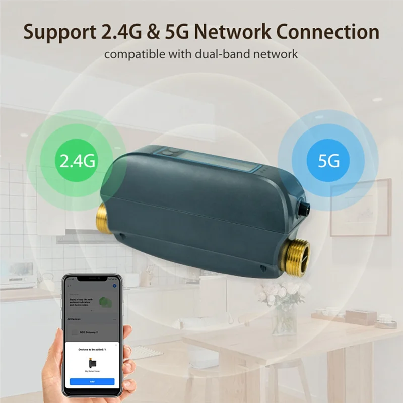ABMF-Tuya Wifi Smart Water Valve Water Flow Rate And Water Meter Shut On/Off Remote Control Real Time Display