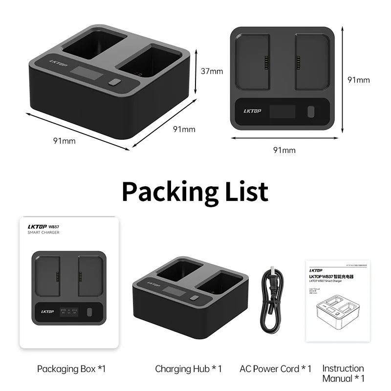 For DJI RC Plus Battery WB37 Smart Charger Fast Charging No