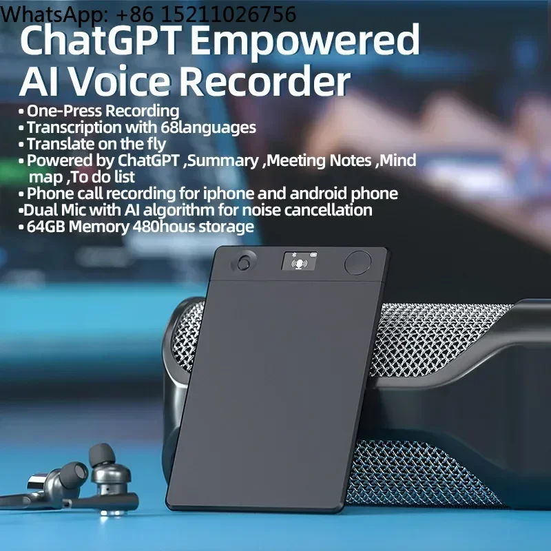 AI voice recorders Empowered by ChatGPT audio recorder with megsafe App Control Transcribe & Summarize  for Calls, Meetings