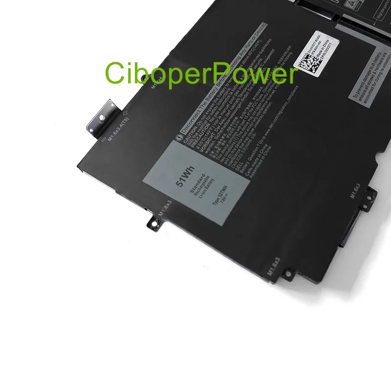 Original quality 52TWH 7.6V 51Wh 4Cells Laptop Battery Compatible 13 7390 2-in-1 Series Notebook