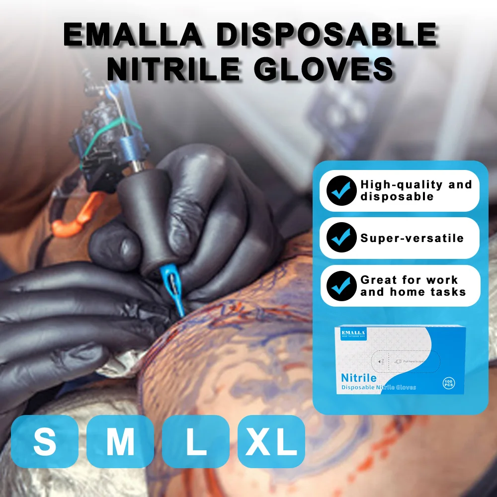 100/50/10 قطعة المتاح النتريل الوشم قفازات S/M/L/XL مقاوم للماء المطبخ تنظيف الوشم تصفيف الشعر قفازات الوشم اكسسوارات #4