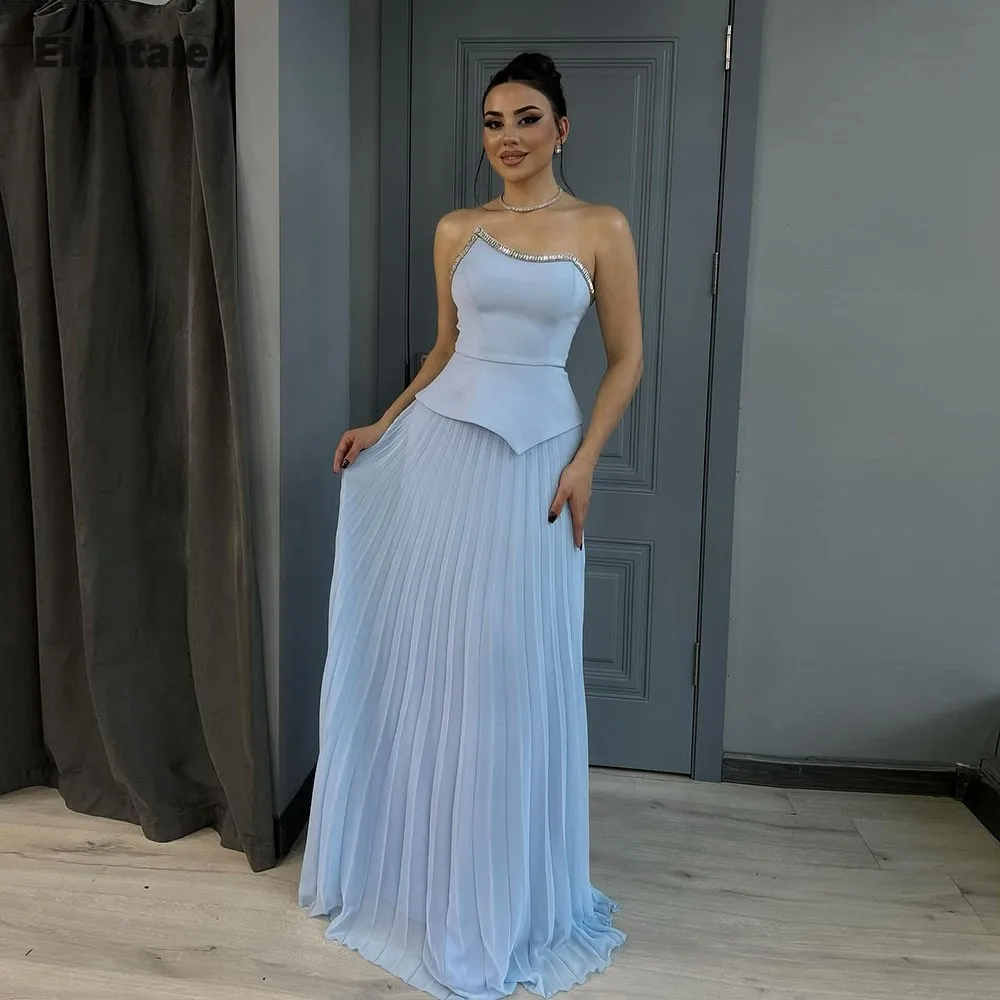

Eightale арабское вечернее платье для свадебной вечеринки без бретелек длиной до пола, голубое платье русалки по индивидуальному заказу для выпускного вечера