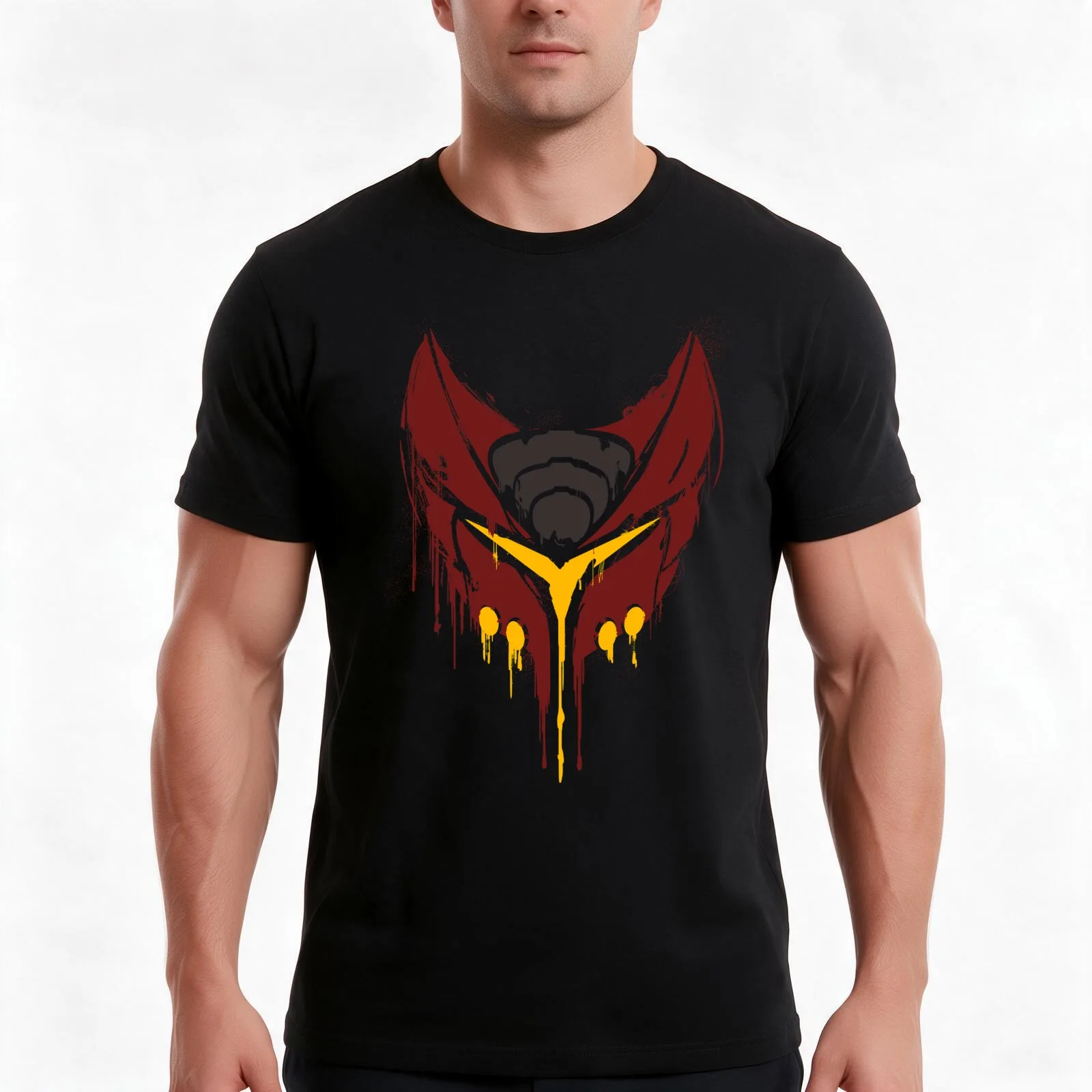 Ratchet Deadlocked Red/Orange Stencil T-Shirt, Summer Casual Cotton Tee, Oversized Streetwear Tops, Vintage Graphic Print