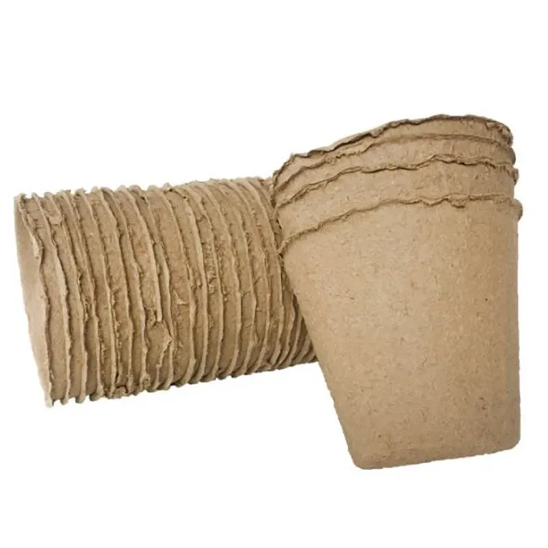 50 Stück Runde Garten-Torfächer, Pflanzkübel für Setzlinge, Anzuchtschalen, Kräuter-Saatbehälter, Pflanzwerkzeuge, Umweltfreundlich, Biologisch Abbaubar – Detail 6