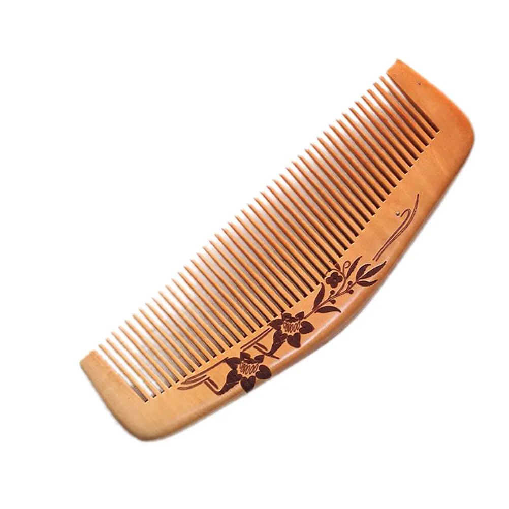Wooden Hair Brush Comb For Travel Hair Styling Christmas Stocking Stuffers Peach Fine Teeth Smooth Close Anti-static
