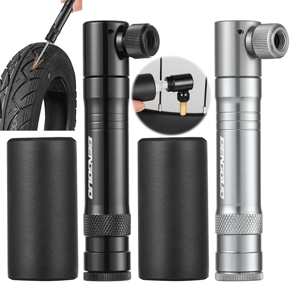 Mini Hand Pump with Tubeless Tire Repair Kit Schrader & Valve CO2 Bike Tire Inflator Aluminum Alloy Bicycle Accessories