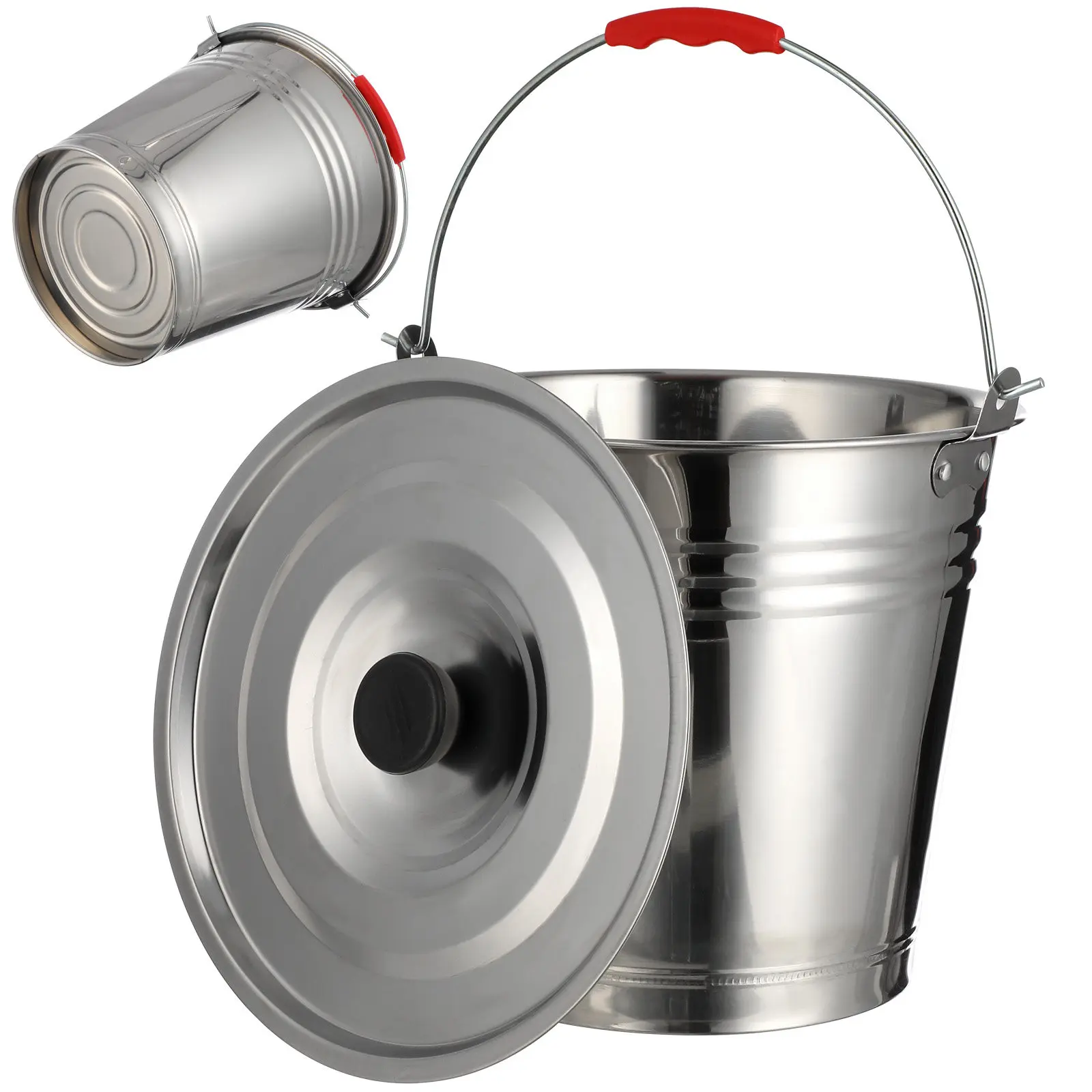 

1Pcs Premium Stainless Steel Water Bucket Heavy Duty Pasture Milk Pail Large Capacity Ice Bucket for Farm