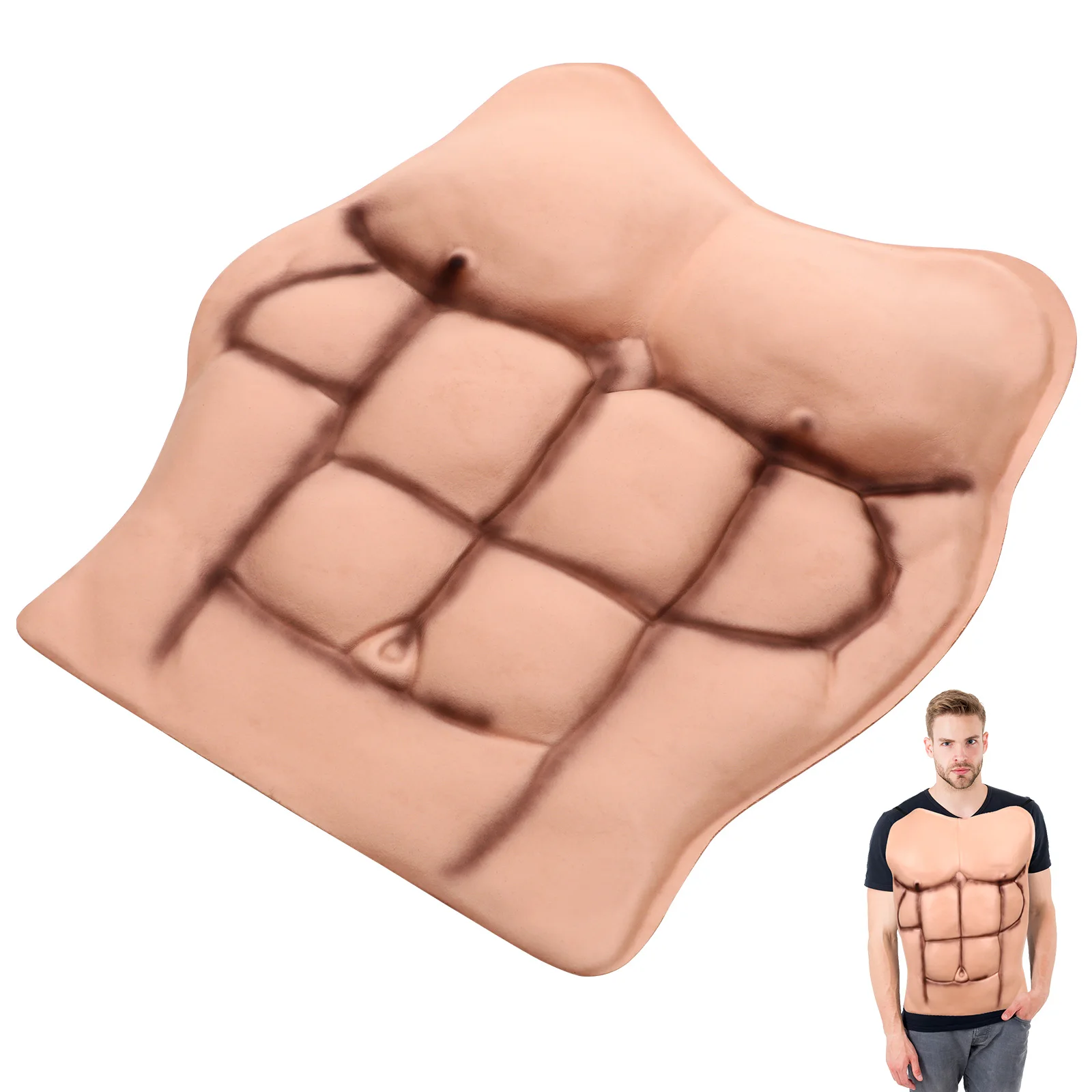 

Fake Muscle Chest Prop for Men Cosplay Costume Party Plastic Padded Real Looking Belly Elastic Bands Design Halloween