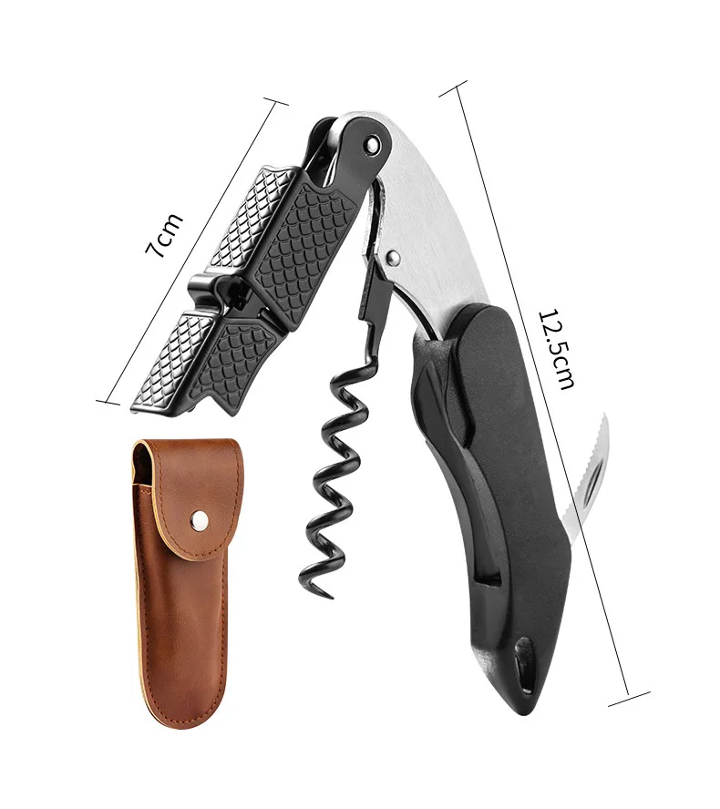 Beer wine opener portable wine knife,hippocampus Corkscrew,Bartender with Foil Cutter, Manual Wine Bottle Opener Double Hinged