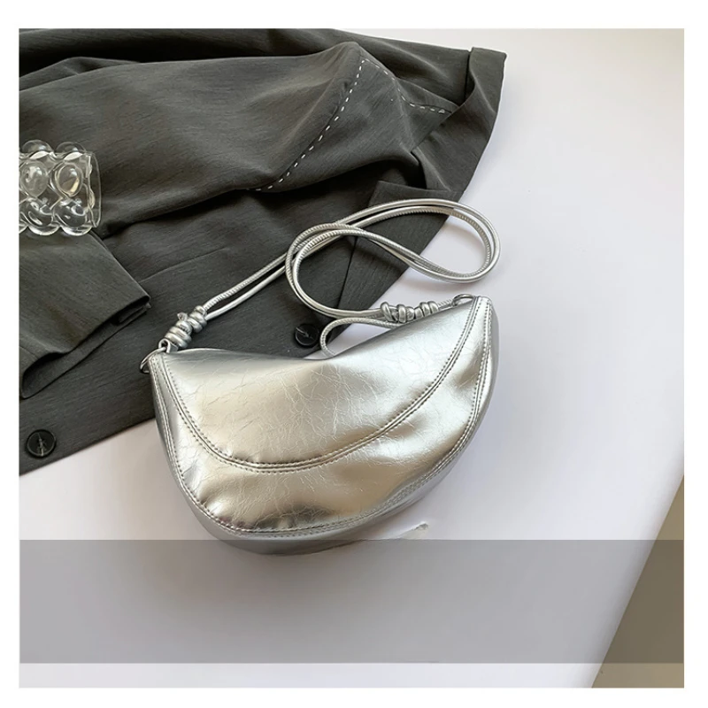 Women Handbag Fashion Bucket Bag Lady Shoulder Bag Handbags Silver Crossbody Bags for Women 2024  Korean