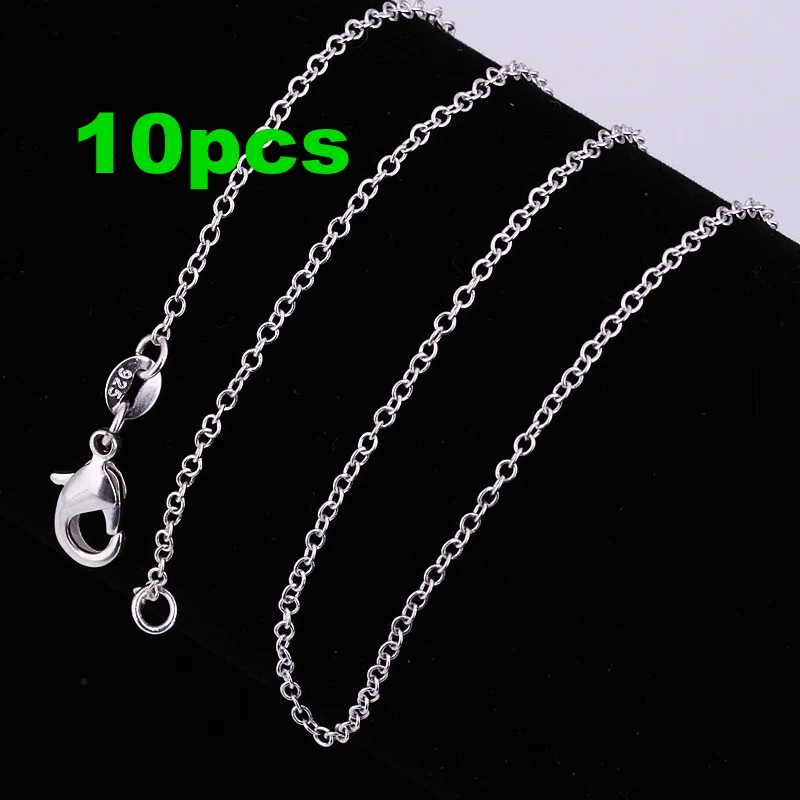 10pcs 925 Sterling Silver 1mm Rope Circle Chain Necklace For Women 45-60cm Fashion Party Wedding Jewelry Christmas Gifts