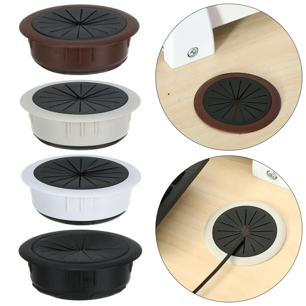 50/60MM Desk Cord Grommet Wire Hole Cover Line Outlet Port Threading Box Cover Cable Passing Box Office Table Cable Organizer