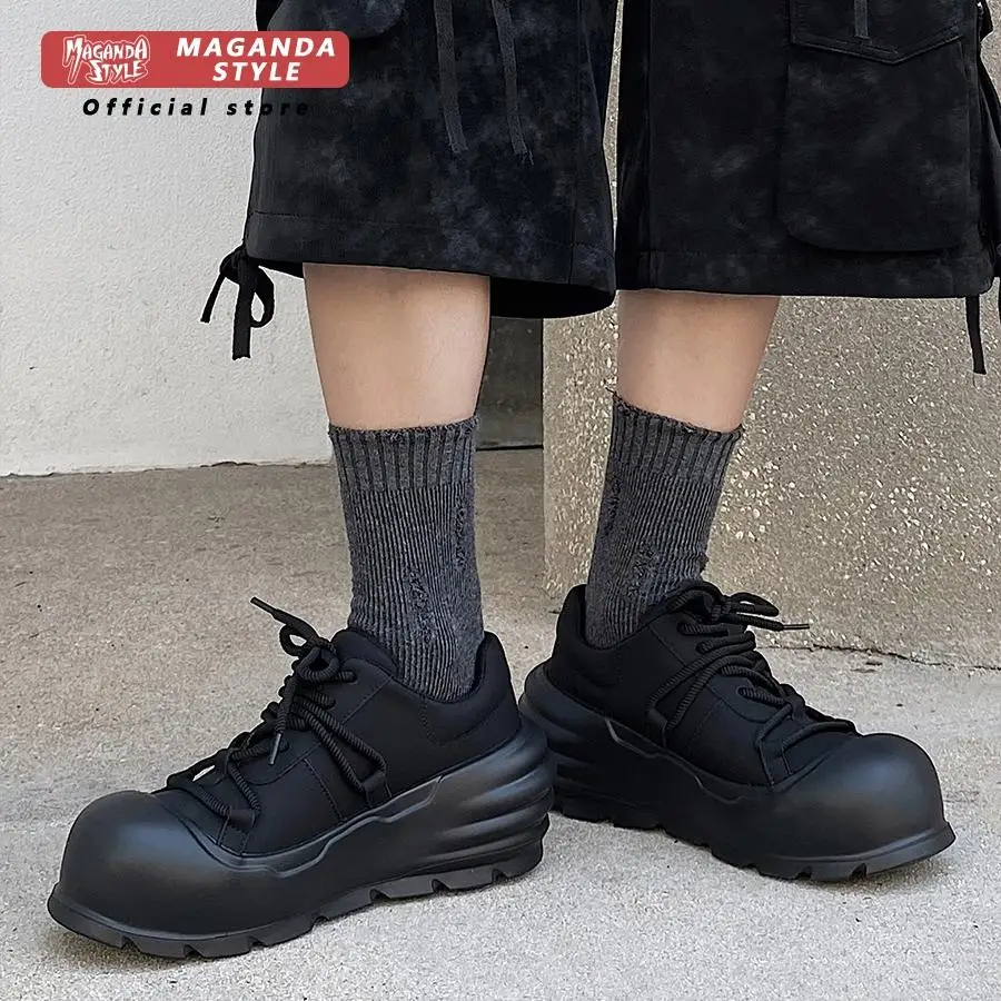 Original niche thick sole height increasing 8CM dad shoes men leather high-end feeling bread shoes sports and casual shoes men