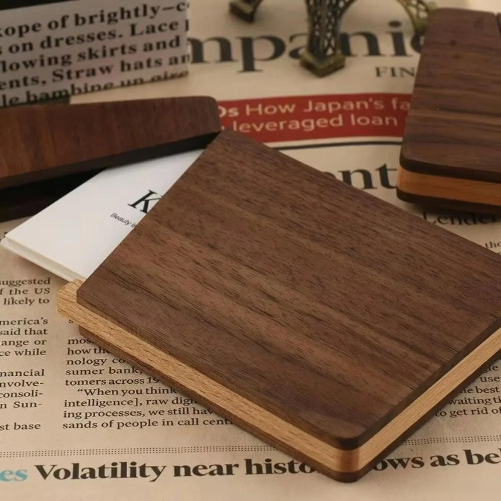 Black Walnut Business Card Box Wooden Lightweight Card Storage Box Magnetic Closure Ultra-Thin ID Card Case Storage Organization