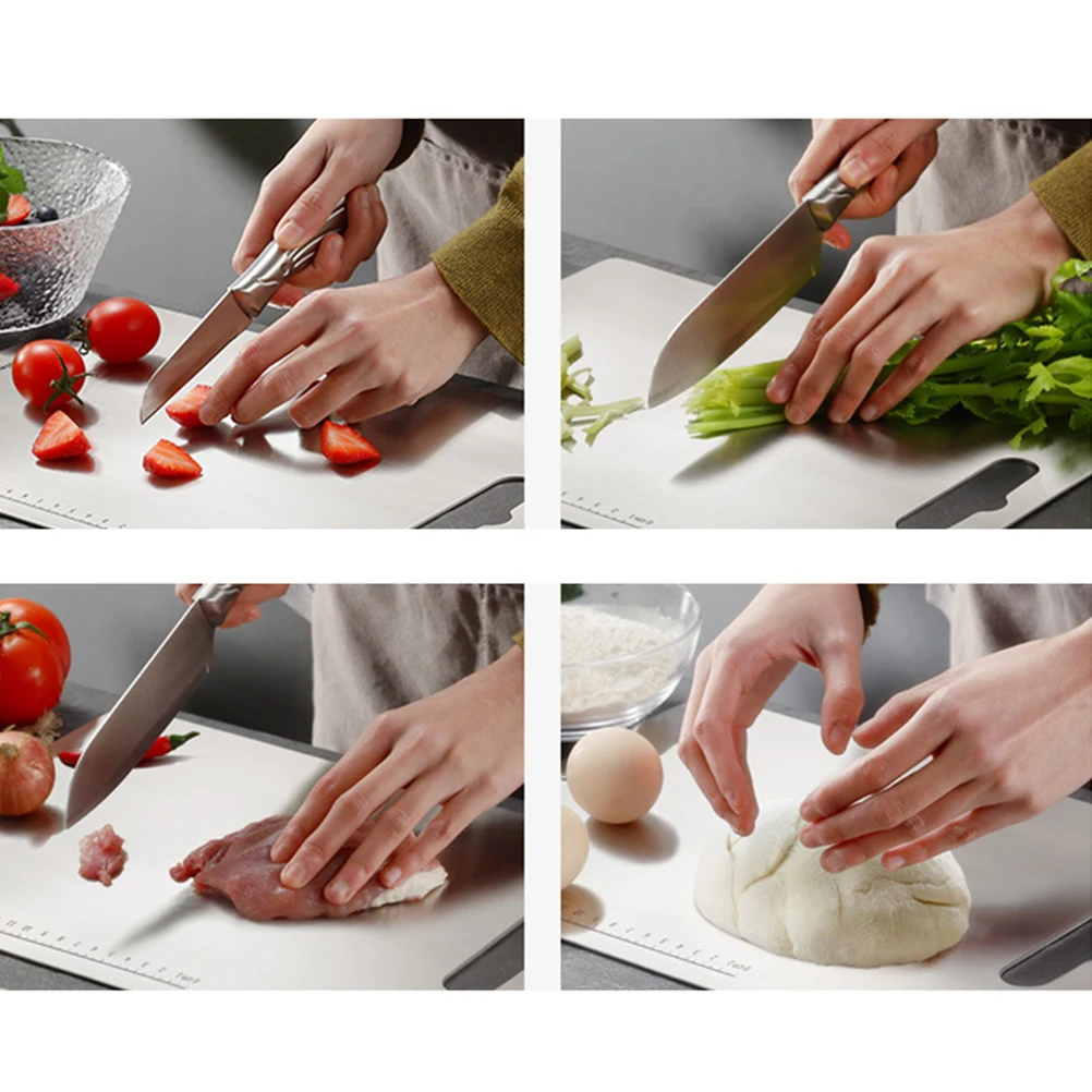

Stainless Steel Cutting Board Reversible Chop Block Kitchen Bake Dishwasher Safe Premium Quality Waterproof Rustproof