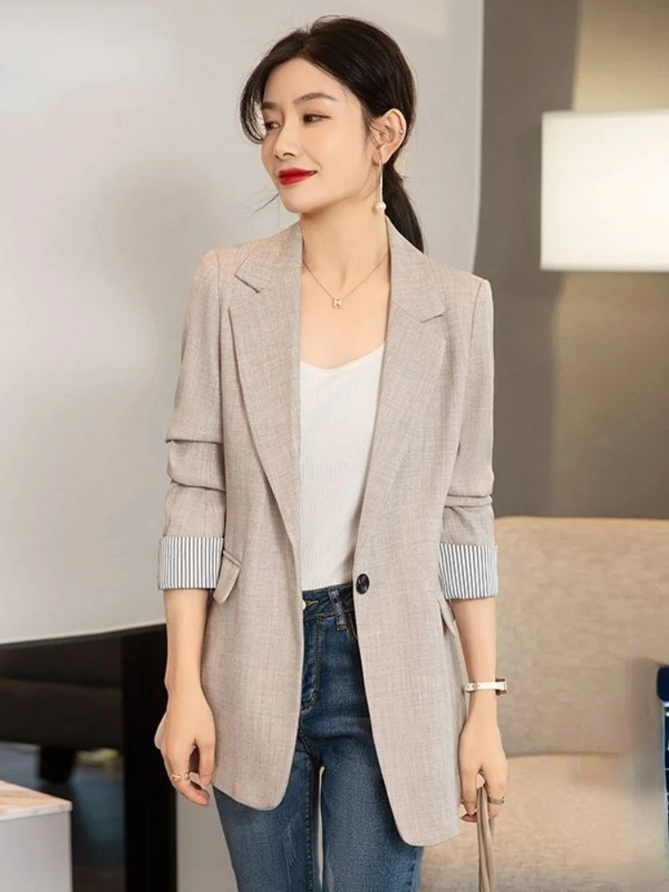 

Blazers Women Trendy Patchwork Korean Chic Spring Loose Pockets Lady Elegant Coats Single Button Minimalist Outwear Long Sleeve