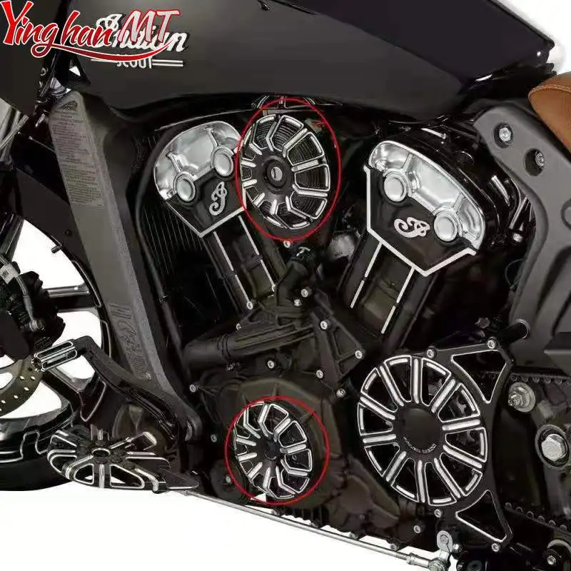 Motorcycle CNC Left Side of Engine Stator Cover Black Fit For Indian Scout 2015-2020 Sixty 2016-2020 Bobber