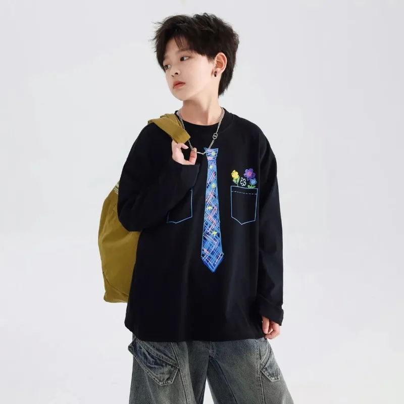

Boys' Long-sleeved Kids T-shirt Autumn New Korean Style Children's Casual Tops Bottoming Shirt