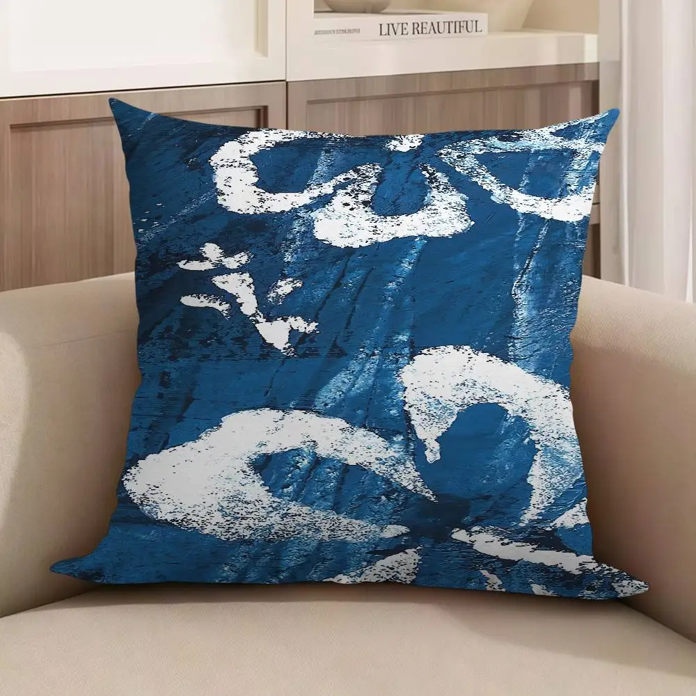 

Indigo Patterns Pillow Gift Home Office Decoration Bedroom Sofa Car Cushion Cover Case 45x45