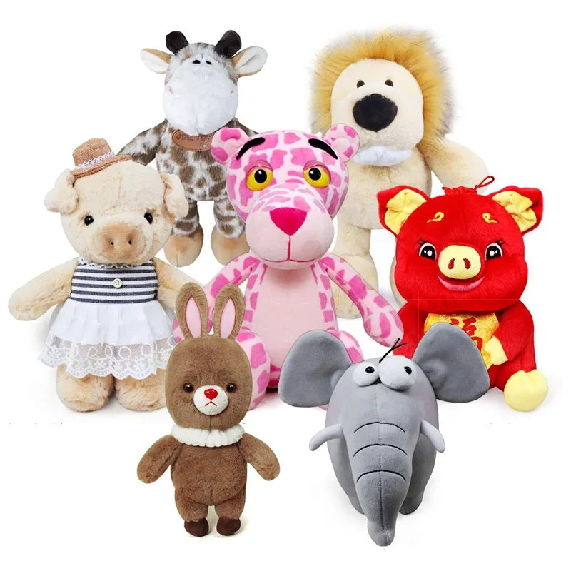 

Kawaii Plush Toys Stuffed Animals Rabbit Elephant Bear Pig Lion Giraffe Plushie Toys for Children Girls Birthday Christmas Gift