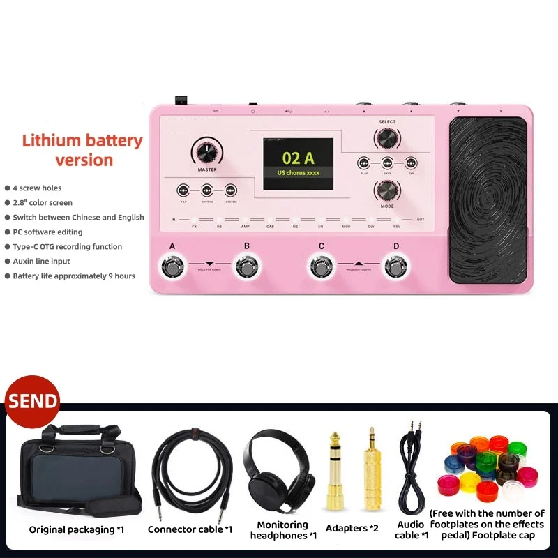 Guitar Multi Effects Pedal with Multiple Effect Modules Built-in Preset Tones, for Electric Guitar Bass, Stage and Practice Use