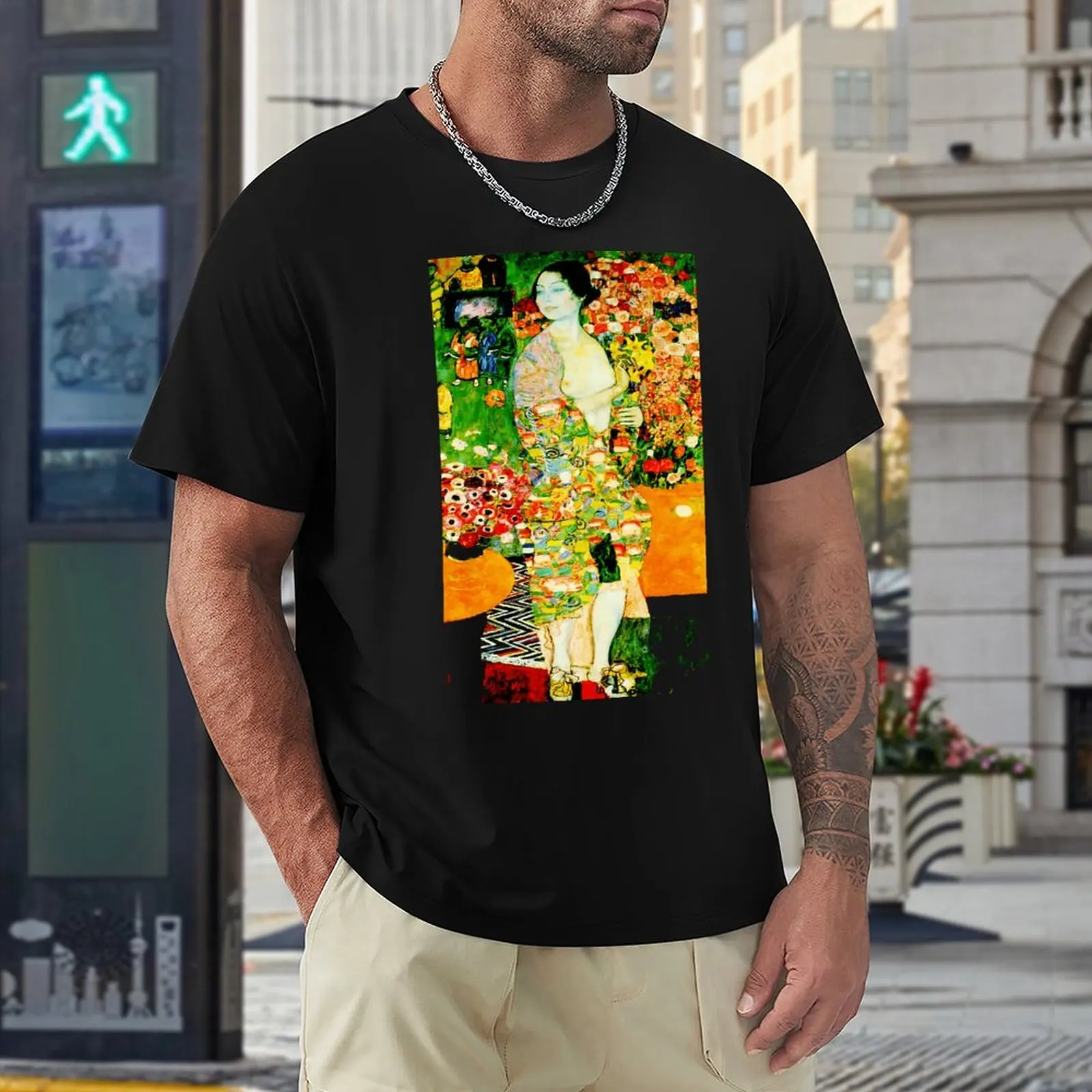 Gustav Klimt The Dancer Die Tänzby T-shirts Premium T-shirt Round Neck Motion  Funny Novelty Leisure USA Size