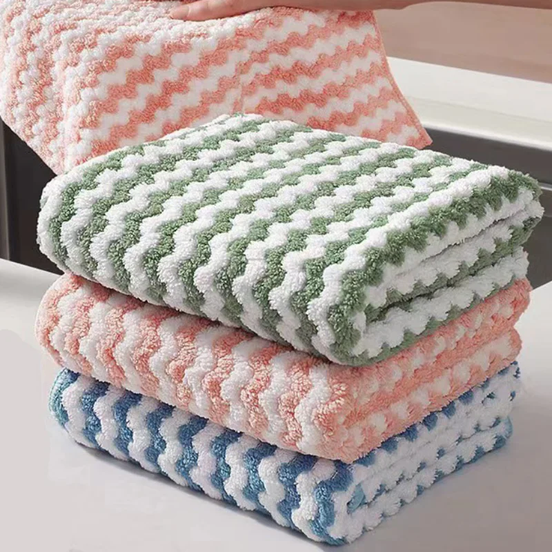 20cm 30cm Dishcloths Coral Fleece Super Absorbent Pan Pot Pads Dishrag Kitchen Dishes Cleaning Rag Towels Napery Dishcloth Rags