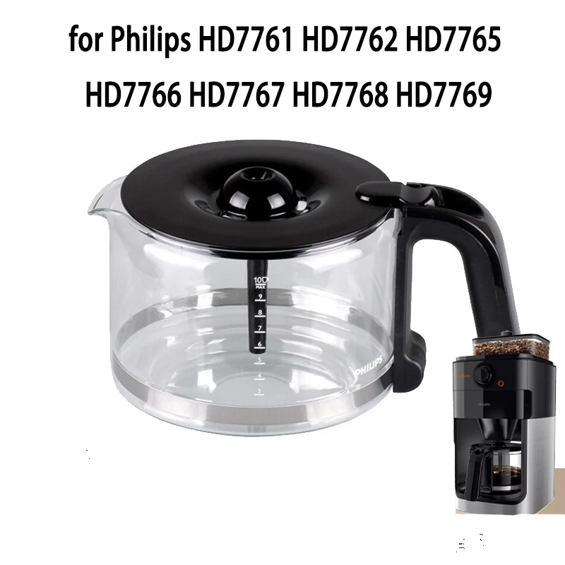 

Coffee Maker Glass Jug for Philips HD7761 HD7762 HD7765 HD7766 HD7767 HD7768 HD7769 Coffee Maker Spare Part Replacement